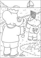 coloriage babar a la plage peche le crabe